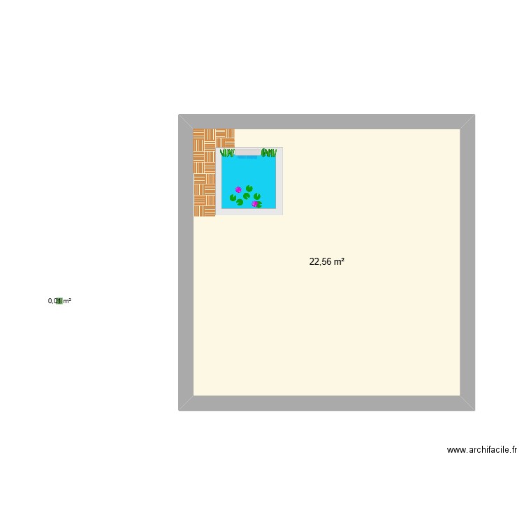 espas. Plan de 1 pièce et 23 m2