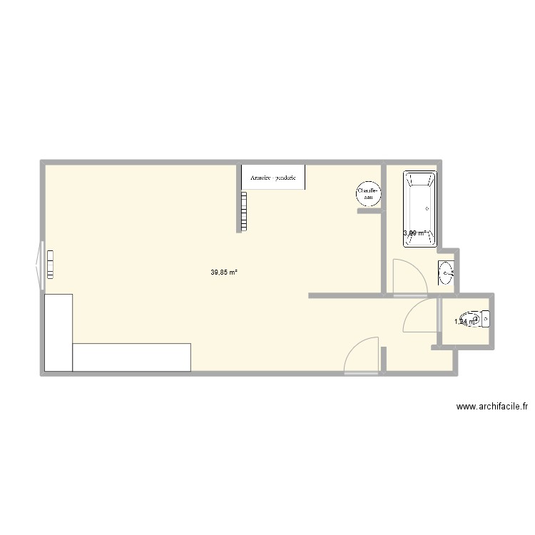 Florian. Plan de 3 pièces et 45 m2