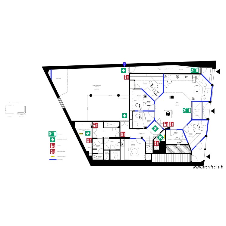 Projet RDC Auch - Incendie. Plan de 27 pièces et 314 m2