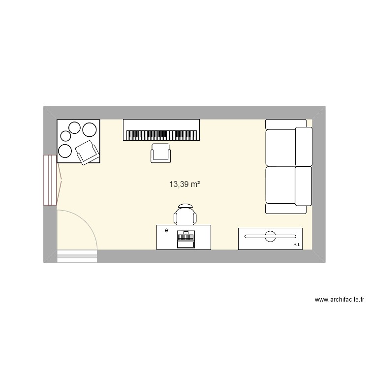 chambre nana. Plan de 1 pièce et 13 m2