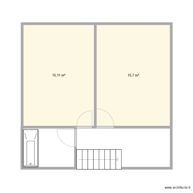 Appart bas . Plan de 2 pièces et 31 m2