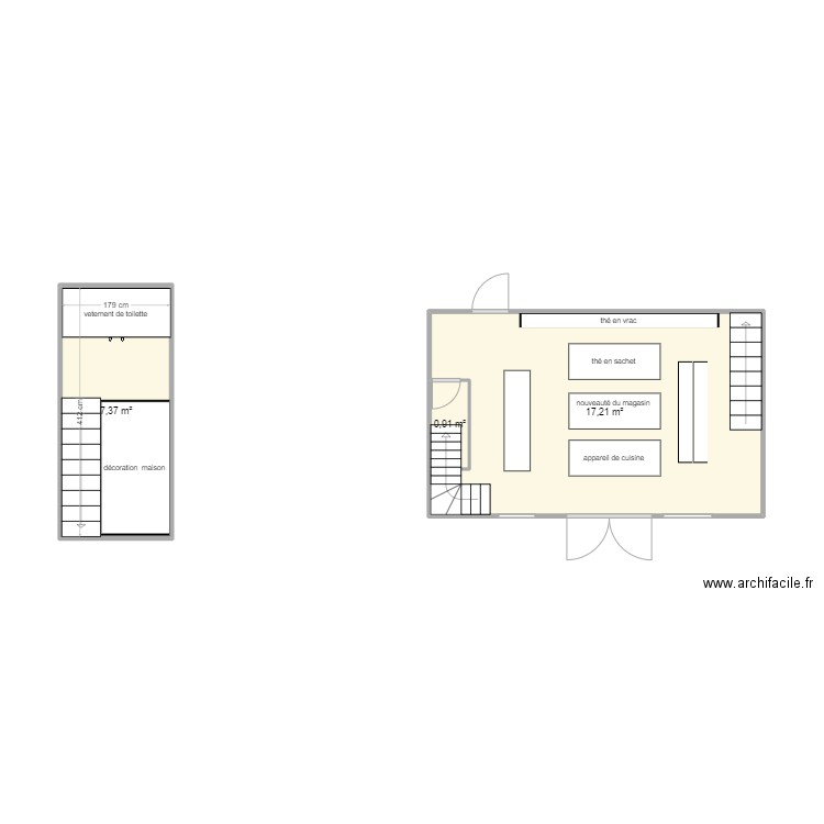 au ^laisir des mets . Plan de 3 pièces et 25 m2