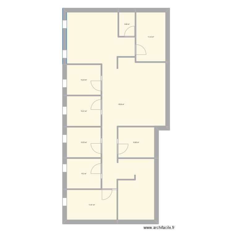 Cabinet existant. Plan de 9 pièces et 186 m2