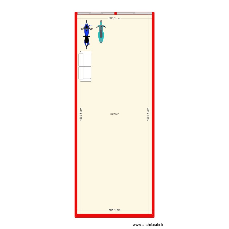 casa. Plan de 1 pièce et 85 m2