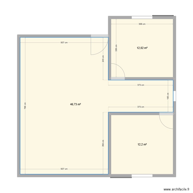 Plan case Grand-mère à Mbou Bahouan. Plan de 3 pièces et 71 m2