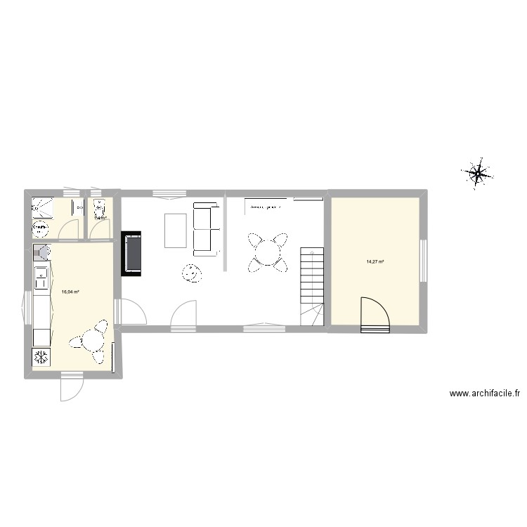 plan provisoir LVS. Plan de 3 pièces et 32 m2