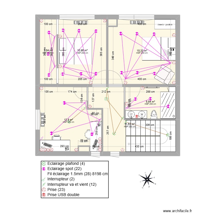 THEO ET WENDY 1er version 2. Plan de 6 pièces et 60 m2