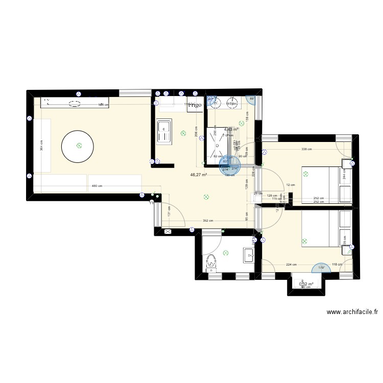 appartement 2030 mis a jour. Plan de 3 pièces et 51 m2