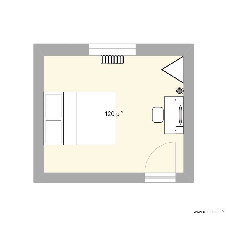 chambre sans couleur. Plan de 1 pièce et 11 m2