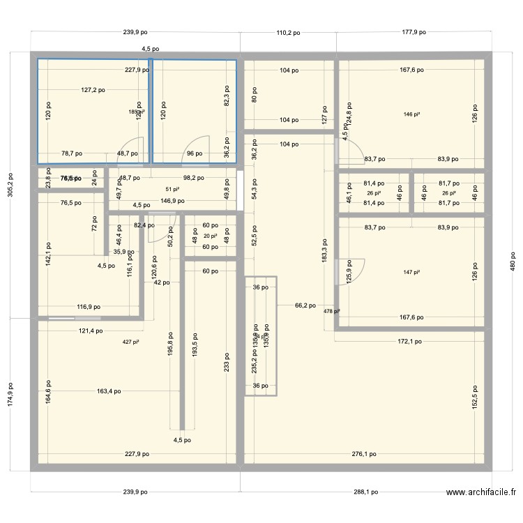 Maison. Plan de 15 pièces et 297 m2