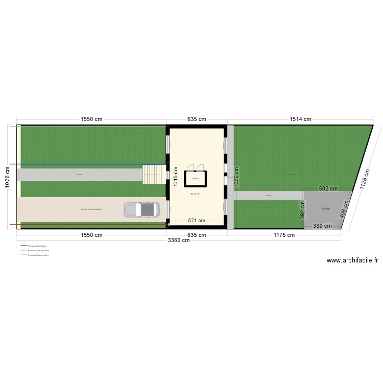 PM_avant. Plan de 2 pièces et 61 m2