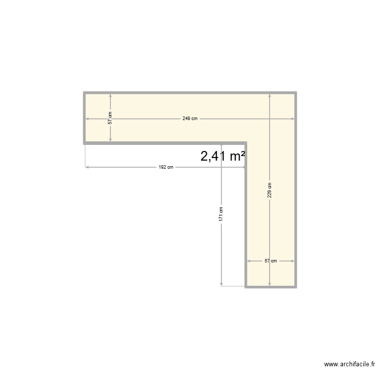 cuisine. Plan de 1 pièce et 2 m2