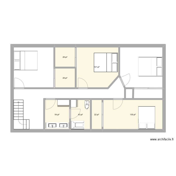 Plan 1. Plan de 7 pièces et 40 m2