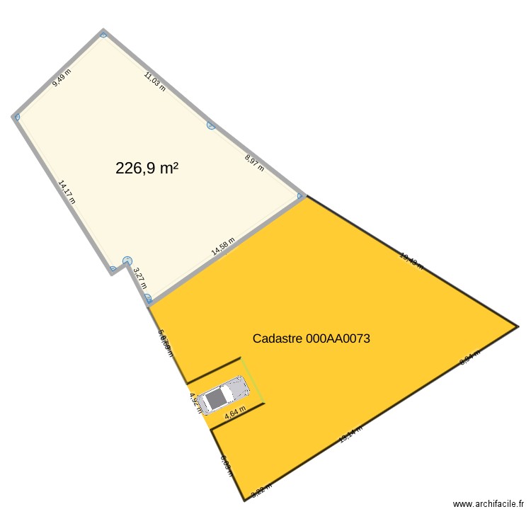 cloture. Plan de 1 pièce et 227 m2