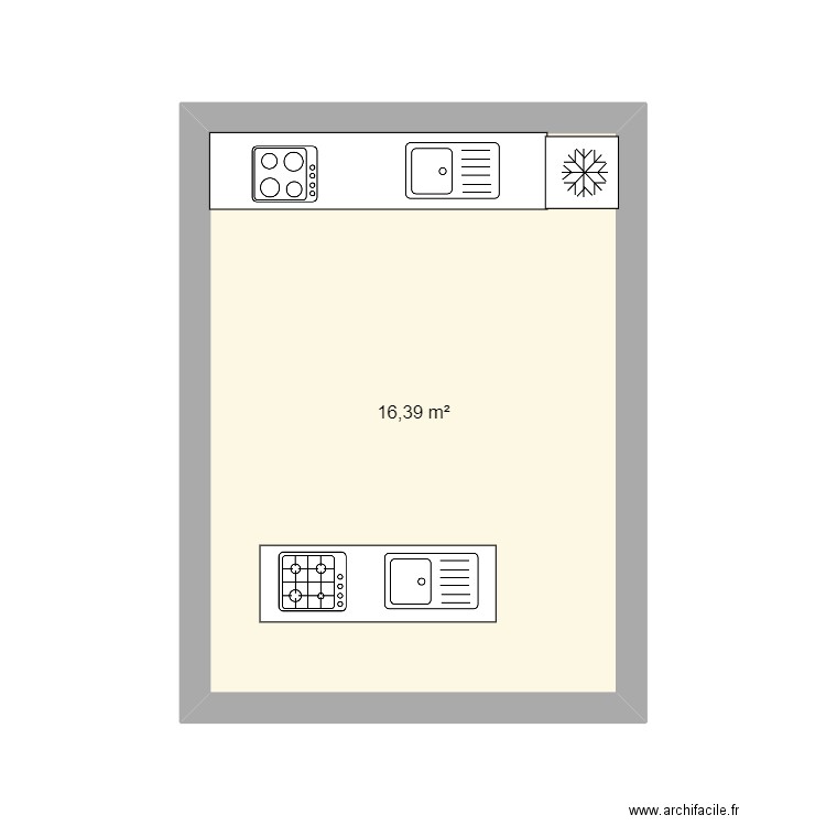 cuisine 2. Plan de 1 pièce et 16 m2