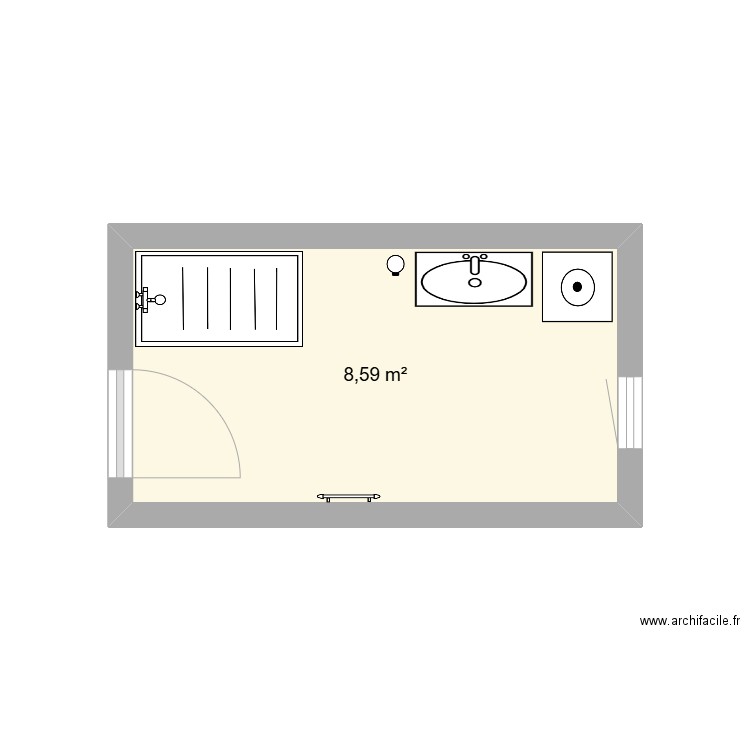 GAY. Plan de 1 pièce et 9 m2