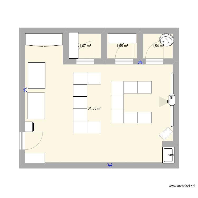 Français. Plan de 4 pièces et 37 m2