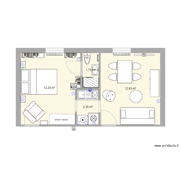 lecuirot. Plan de 4 pièces et 29 m2