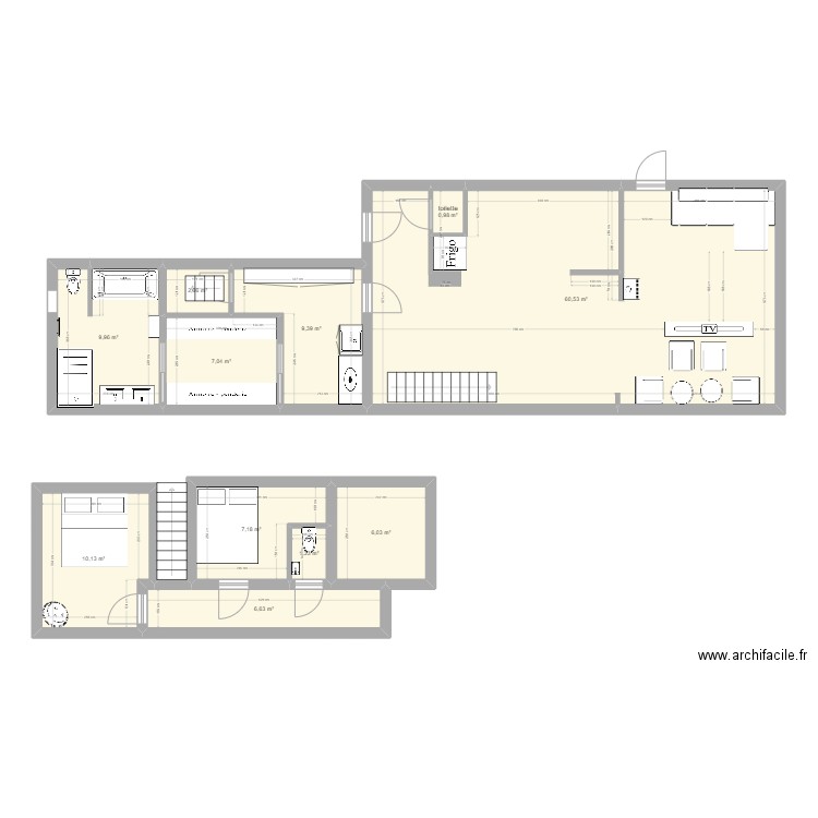 maison 5. Plan de 11 pièces et 121 m2