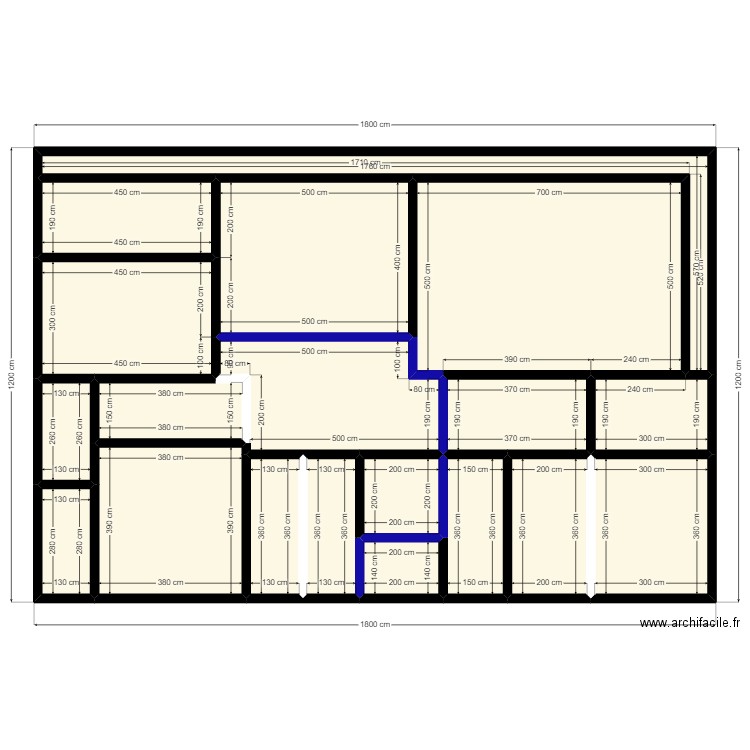 sumilation. Plan de 31 pièces et 368 m2