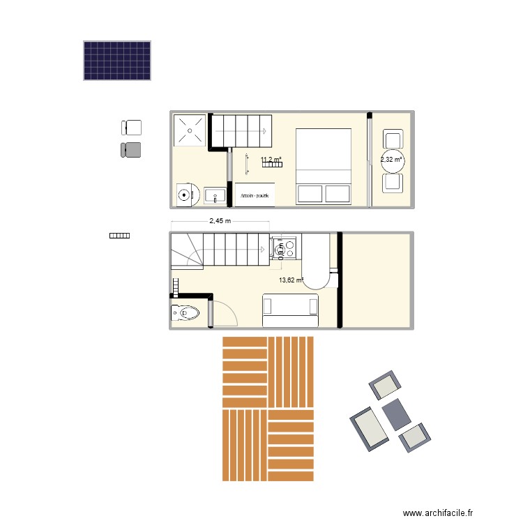 elowan2. Plan de 3 pièces et 27 m2