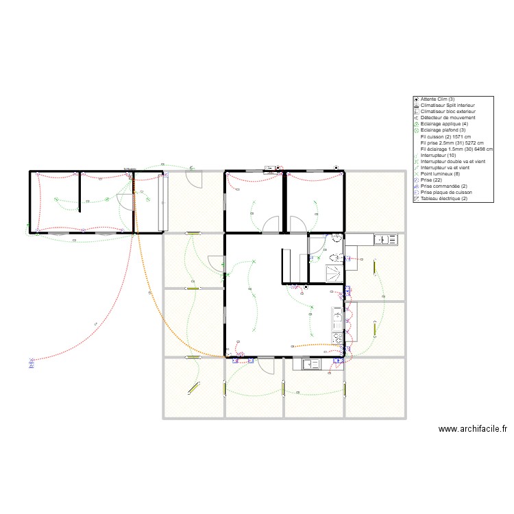 Villèle. Plan de 6 pièces et 125 m2