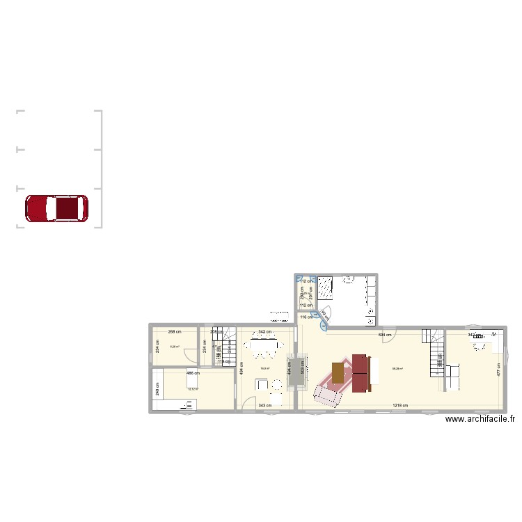 maison. Plan de 6 pièces et 102 m2