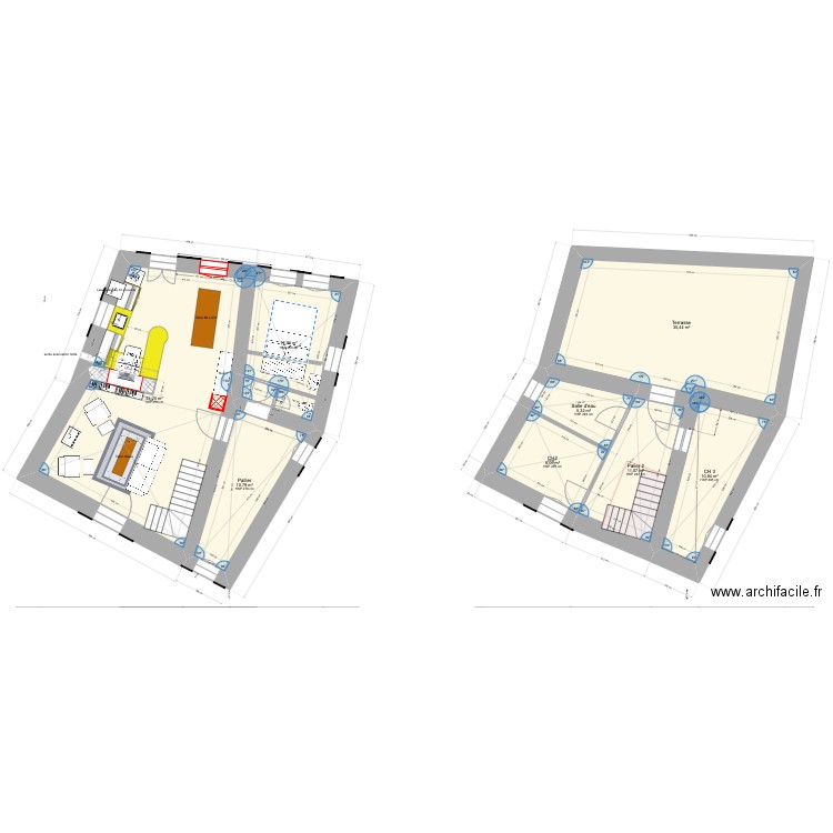 10ter_plan_projet WC séparér_chA1_Rivières. Plan de 8 pièces et 139 m2