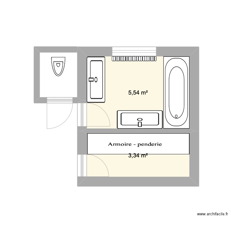 sub filles2. Plan de 2 pièces et 9 m2