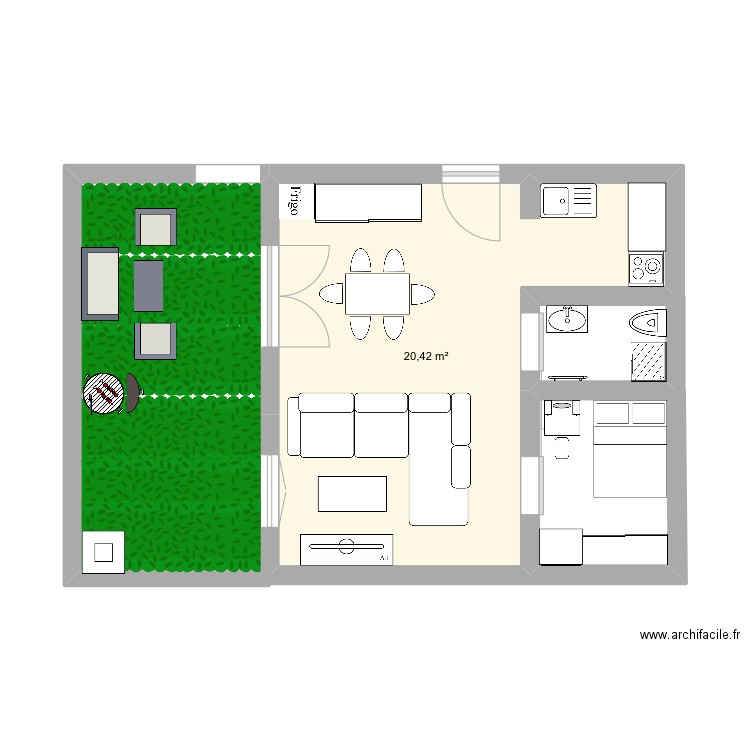 Appartement rénové . Plan de 1 pièce et 20 m2