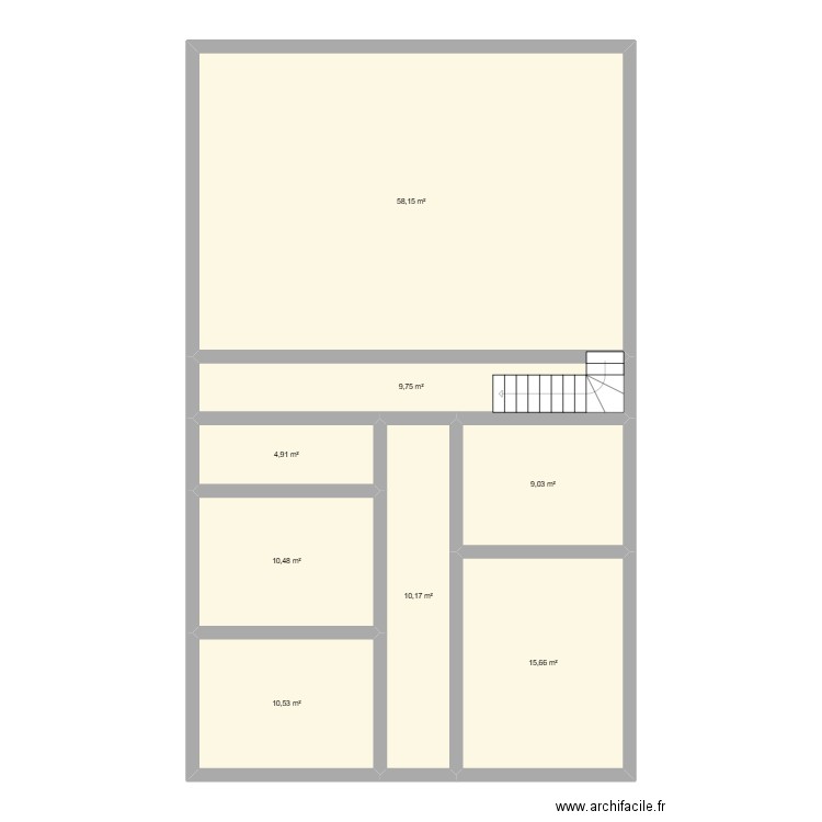 coursan etage. Plan de 8 pièces et 129 m2