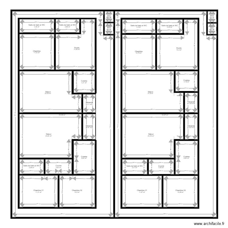 BOUESSO NORIS. Plan de 34 pièces et 639 m2