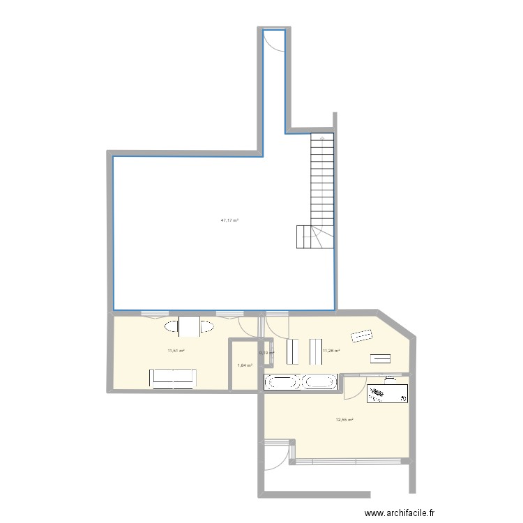 salon1. Plan de 6 pièces et 84 m2