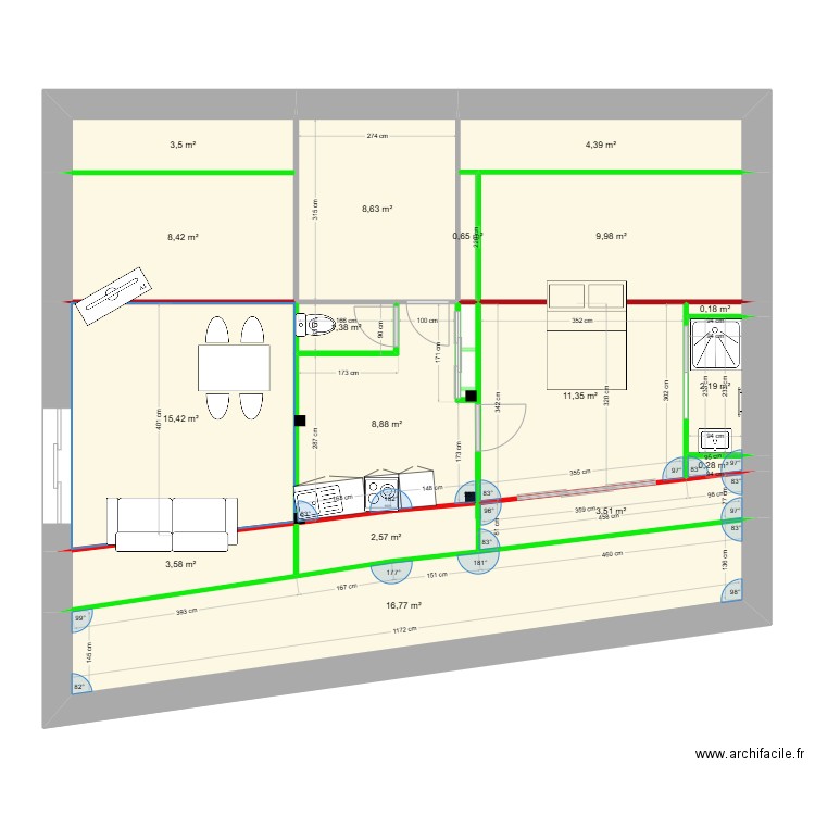 Logt 5 MAJ. Plan de 62 pièces et 410 m2