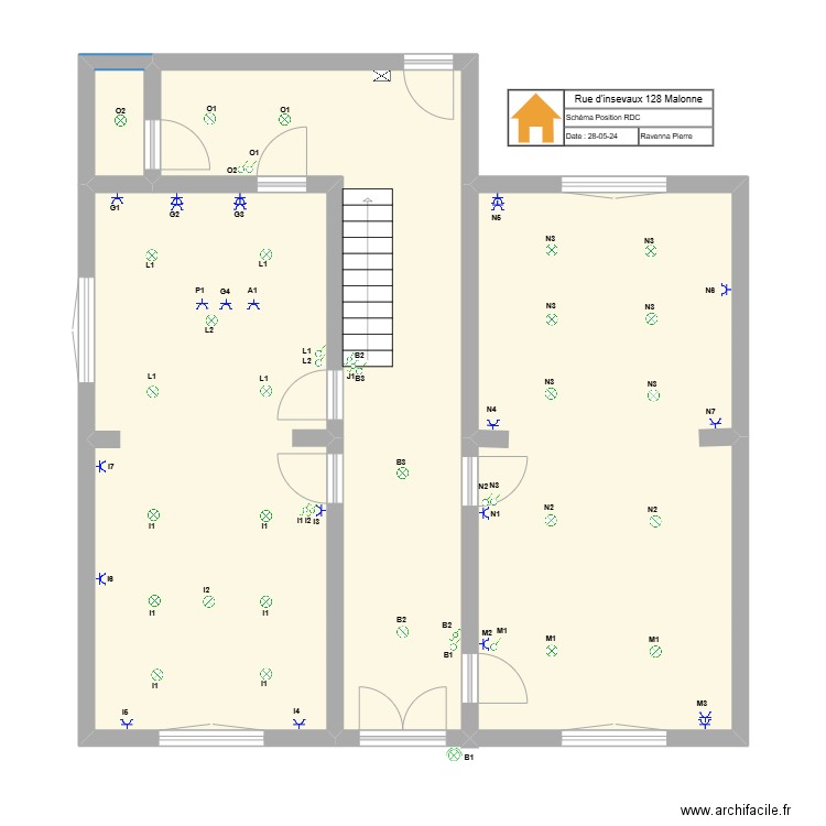 Position Malonne. Plan de 4 pièces et 95 m2