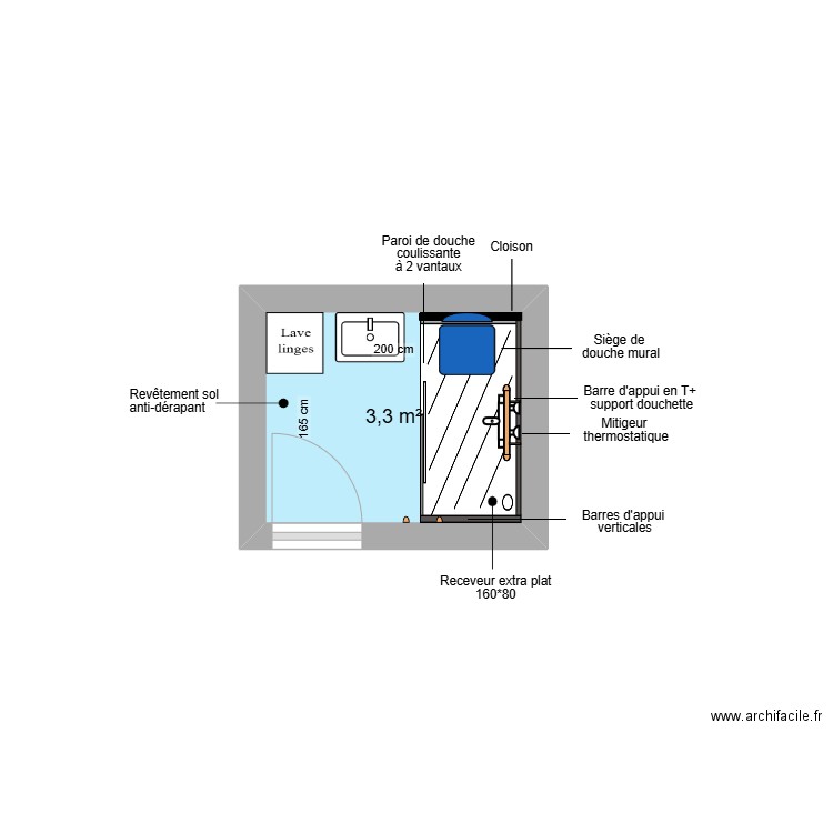 Projet GAVRILA 1. Plan de 1 pièce et 3 m2