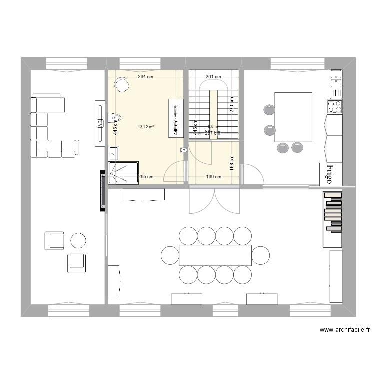 Rénovation. Plan de 2 pièces et 22 m2