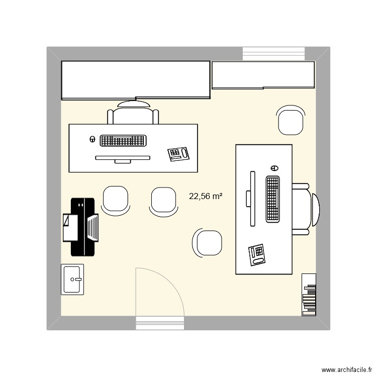 pass. Plan de 1 pièce et 23 m2