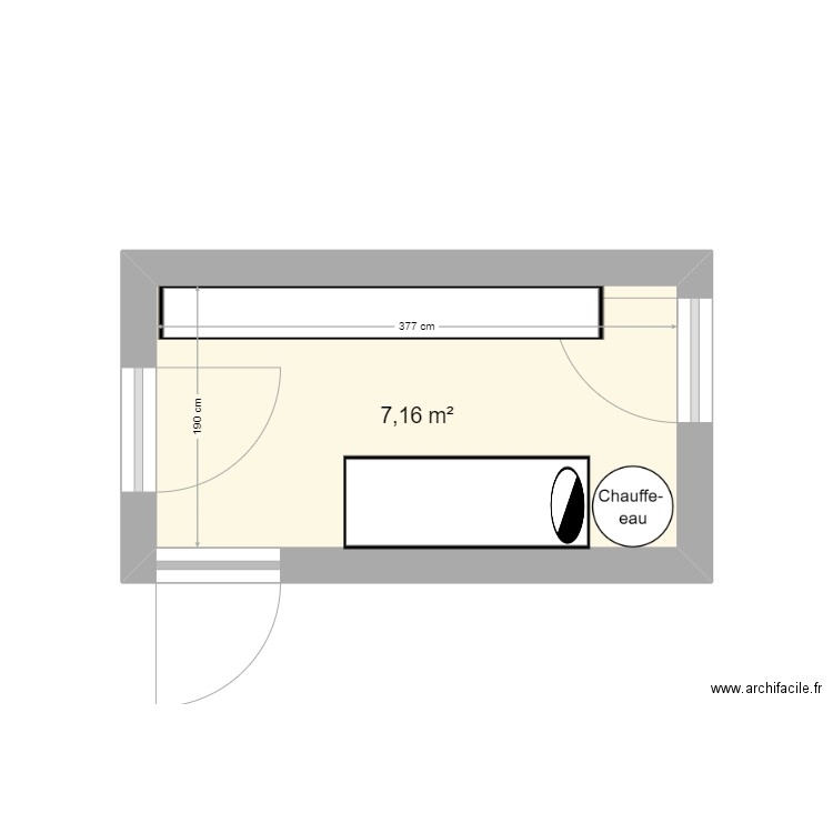 Buanderie. Plan de 1 pièce et 7 m2