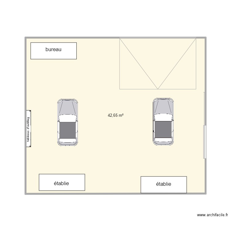 garager. Plan de 1 pièce et 43 m2