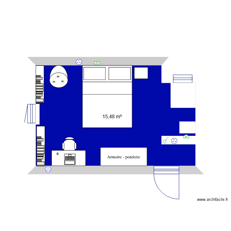 Shay Bedroom. Plan de 1 pièce et 15 m2