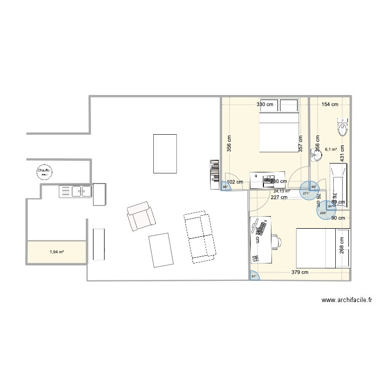 MENNECY. Plan de 3 pièces et 32 m2