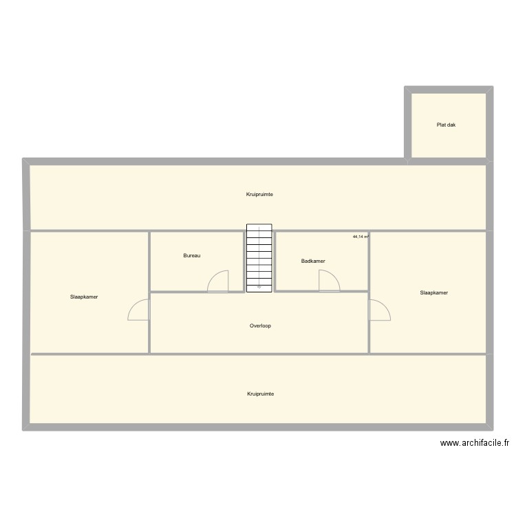 Overheulestraat 109 Moorsele - bovenverdieping. Plan de 7 pièces et 179 m2