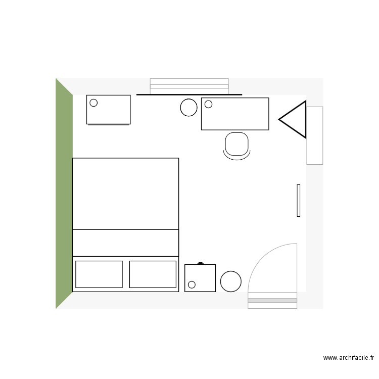 chambre 5. Plan de 1 pièce et 11 m2