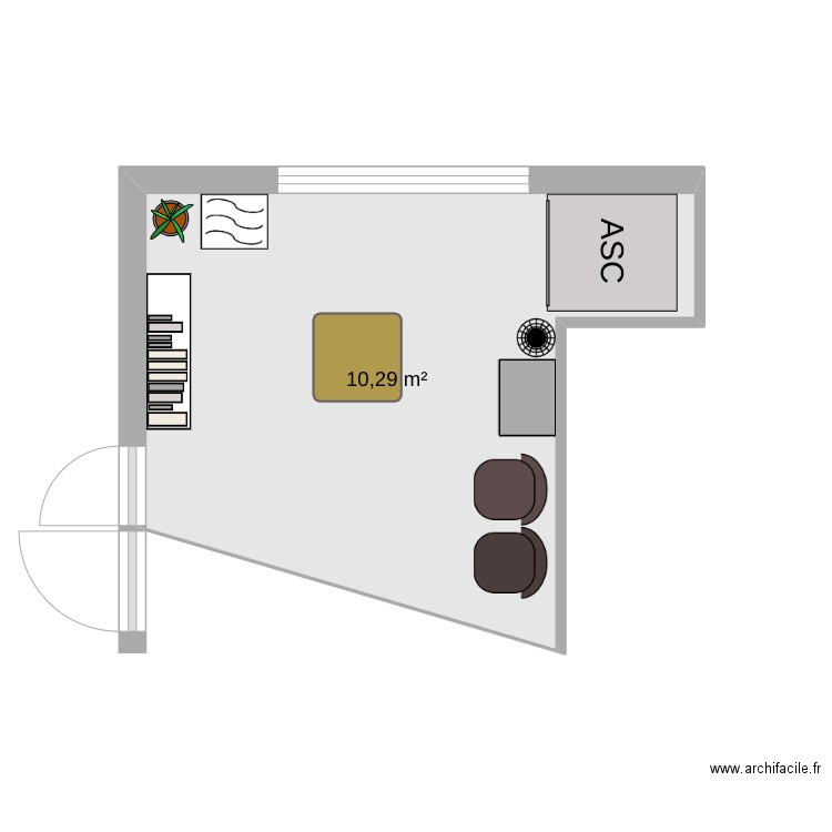 Accueil photocopieur. Plan de 1 pièce et 10 m2