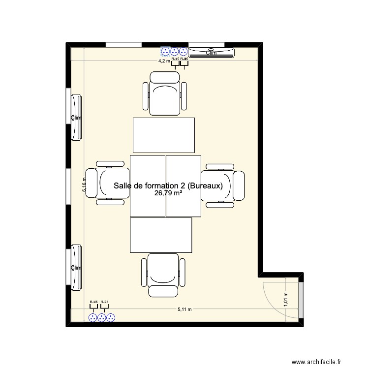 Salle de formation 2. Plan de 1 pièce et 27 m2