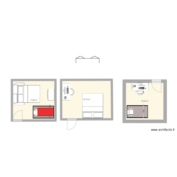 Apartement_Kichrode. Plan de 3 pièces et 35 m2