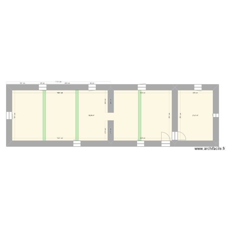 Grenier Base. Plan de 2 pièces et 114 m2