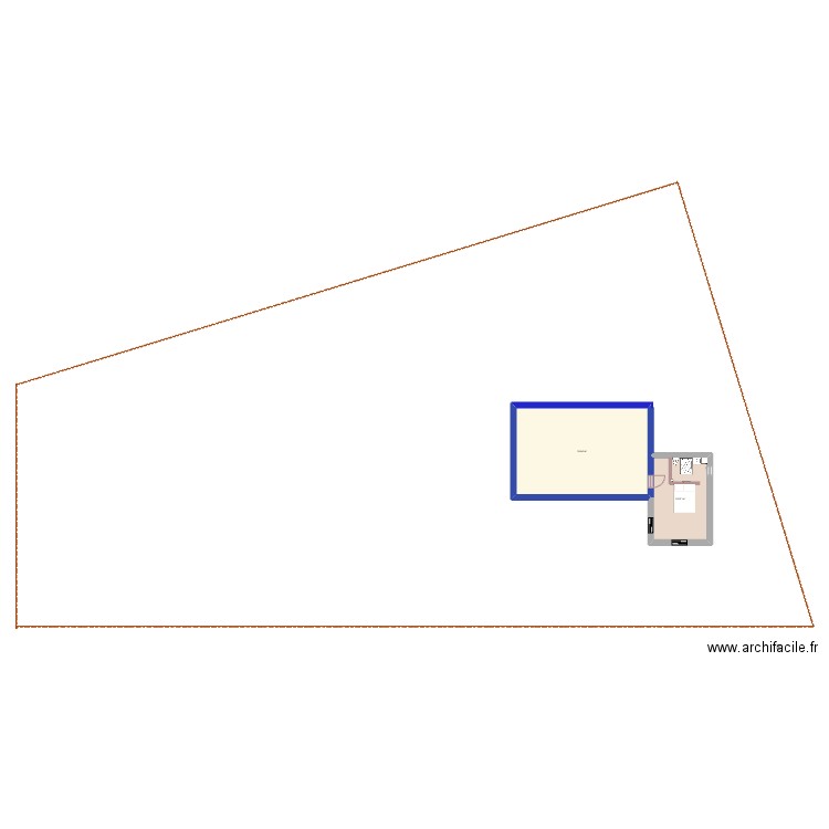 chambre 03. Plan de 2 pièces et 72 m2