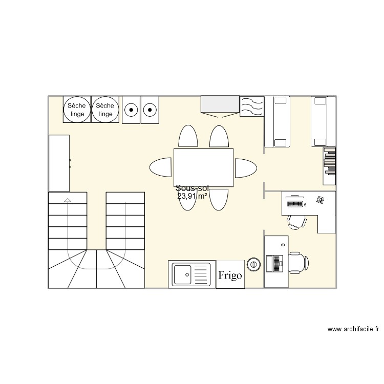 francks provost sous sol. Plan de 1 pièce et 24 m2